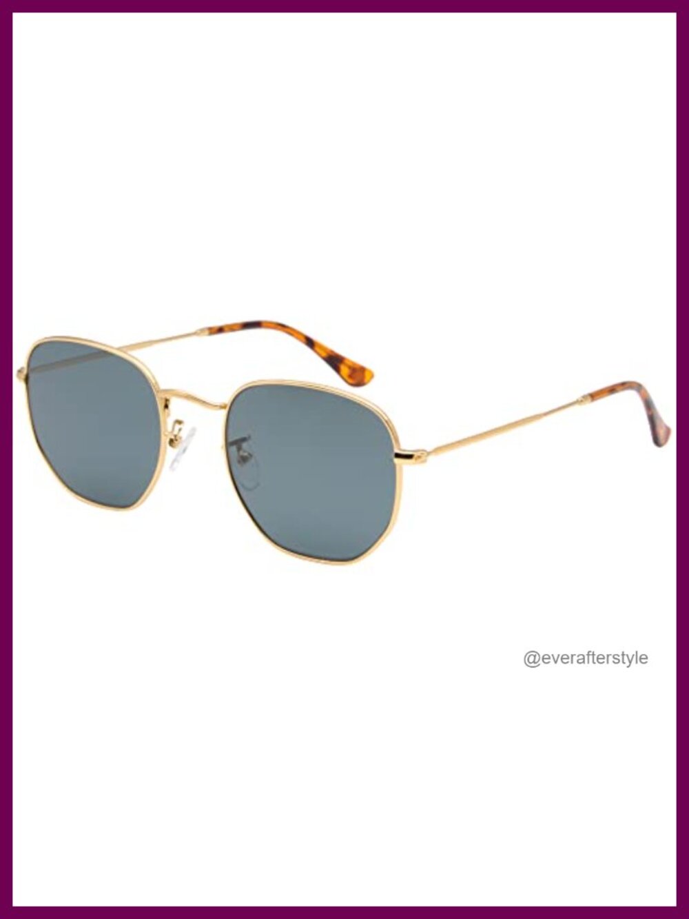 Retro Hexagonal Glass Lens Sunglasses Metal Frame UV400 Unisex